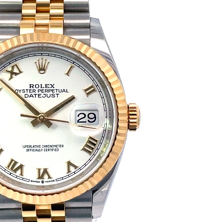 Stainless Steel and 18K Yellow Gold Estate Rolex Oyster Datejust Perpetual White Dial and Gold Roman Numeral Markers Watch w/Papers Only Serial#218257W1 Model#126233 Year2019