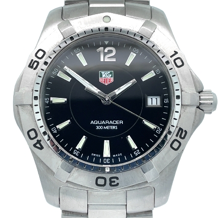Stainless Steel Estate Tag Heuer Gents Aquaracer Watch w/Black Dial 80.0dwt