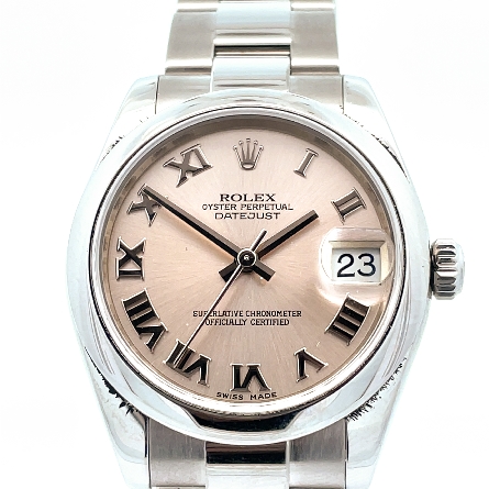 Stainless Steel Estate Rolex Ladies Oyster Perpetual Datejust Pink Dial Watch w/Box&Papers Year2008-2009