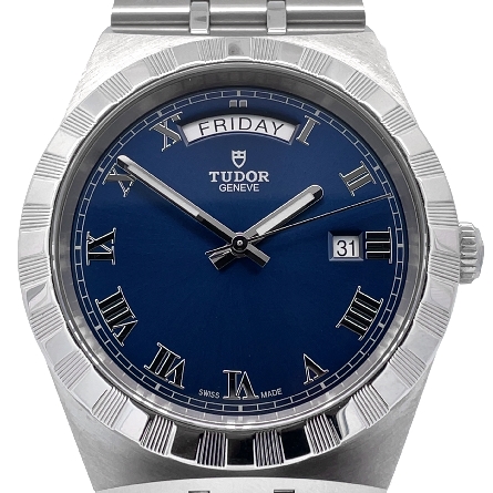 Stainless Steel Estate Tudor Geneve Day Date Watch w/Blue Dial and Roman Numeral Markers Year2025 w/Box and Papers