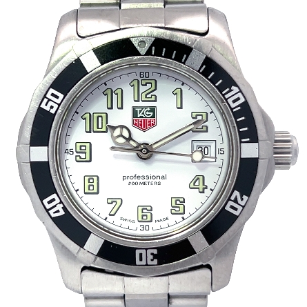 Stainless Steel Estate Tag Heuer Ladies Professional 200m White Dial Watch NoBox