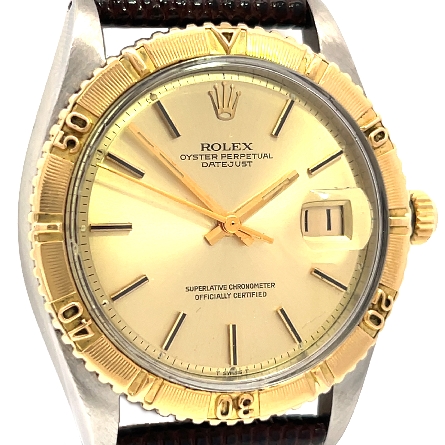 Stainless Steel and 18K Yellow Gold Estate Rolex Oyster Perpetual Gold Dial Watch No Box