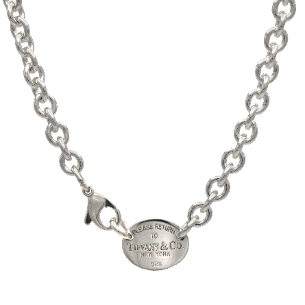 Sterling Silver Estate Tiffany & Company Return To Tiffany & Co Oval Tag 15inch Necklace 