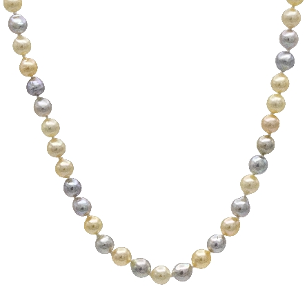 14K Yellow Gold Clasp on 6-7mm Vietnamese MultiColor Akoya Pearls 18inch Estate Necklace