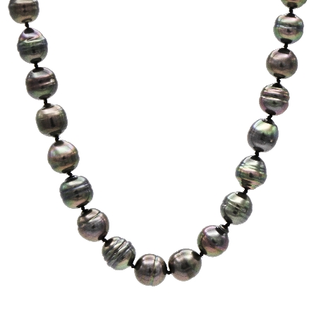 14K White Gold Clasp Estate 18inch Tahitian Pearl Necklace 45.3dwt