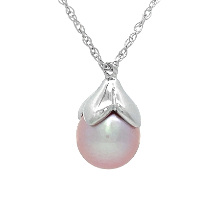 14K White Gold Estate Grey-Pink South Sea Pearl 16inch Necklace 1.9dwt