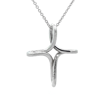 Sterling Silver Estate Tiffany and Co Elsa Peretti Inifinity Cross 18inch Necklace 2.2dwt