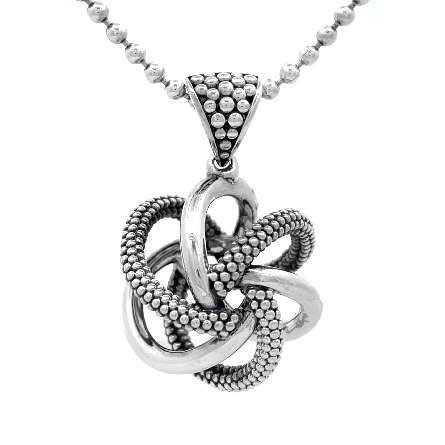 Sterling Silver Estate Lagos Caviar Beaded Love Knot Necklace 30inch 20.5dwt