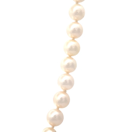 14K Yellow Gold Estate Akoya Cultured Pearl 6.5mm Single Strand Knotted 18inch Necklace 15.3dwt