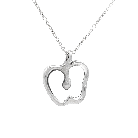 Sterling Silver Estate Tiffany & Co Elsa Peretti Apple Pendant on 16inch Necklace 1.8dwt 