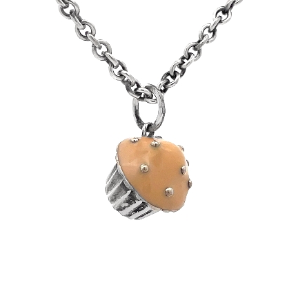 Sterling Silver Estate Tiffany and Co 16inch Blue Enamel Cupcake Necklace 