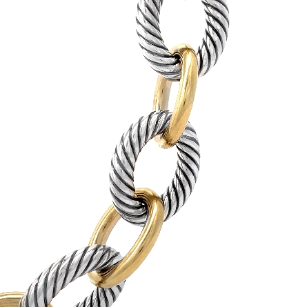 Sterling Silver and 18K Yellow Bonded Gold Estate David Yurman Oval Link Necklace 16inch 72.5dwt 