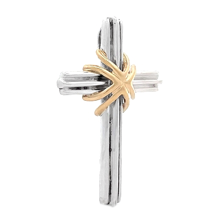 Sterling Silver and 18K Yellow Gold Estate Tiffany & Co Wrapped Cross Pendant 3.2dwt 