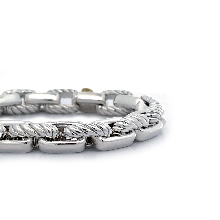 Sterling Silver and 18K Yellow Gold Estate David Yurman Rectangle Link Bracelet 8.5inch 32.0dwt 