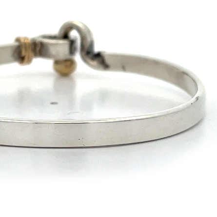 Sterling Silver and 14K Yellow Gold Estate Two Tone Hook Bangle Bracelet 11.5dwt