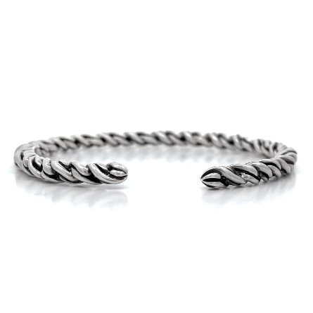 Sterling Silver Estate JAI Twist Hinged Cuff Bangle Bracelet 16.1dwt