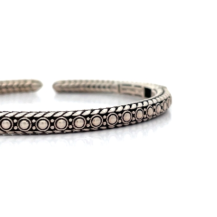 Sterling Silver Estate JAI Dotted Hinged Cuff Bangle Bracelet 17.1dwt
