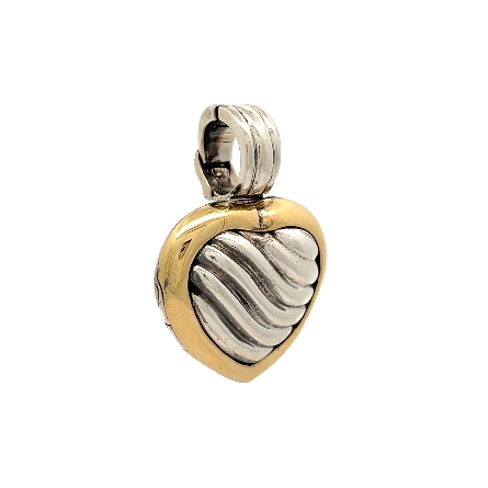 Sterling Silver and 18K Yellow Gold Estate David Yurman Heart Locket Enhancer Pendant 9.6dwt 