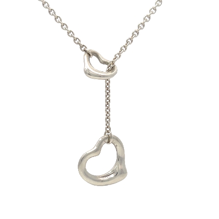 Sterling Silver Estate Tiffany&Co Elsa Peretti 19inch Open Heart Necklace 4.6dwt 