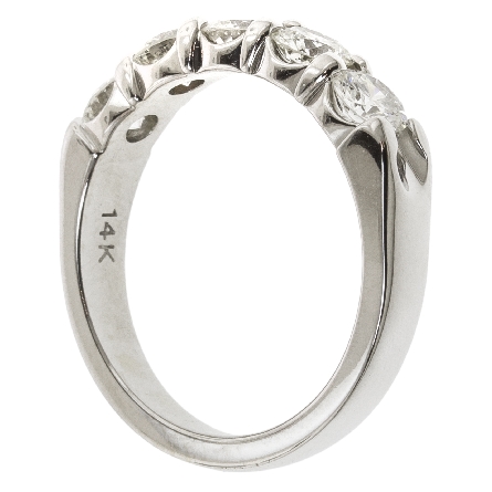 14K White Gold Shared Prongs Tapered Band w/5Diams=1.35ctw VS-SI G-H Size 6.5 #ARPSOP