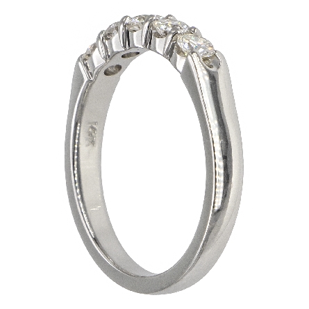 14K White Gold Shared Prongs Tapered Band w/5Diams=.52ctw SI H-I Size 6.5 #ARPSOP
