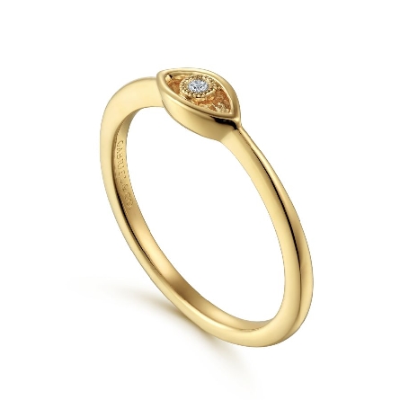 14K Yellow Gold Dainty Evil Eye Stackable Ring w/Diams=.02ctw Size 6.5 #LR52110Y45JJ (S1519716)