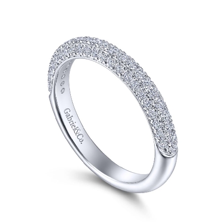 14K White Gold Pave 3-Sided Stackable Band w/Diams=.59ctw SI H-I Size 6.5 #LR51788W45JJ (S1519644) 
