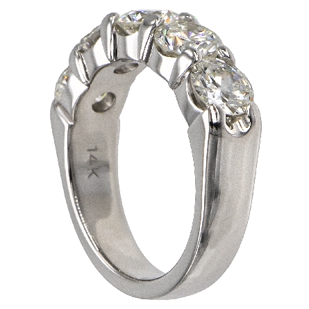 14K White Gold Shared Prongs Tapered Band w/5Diams=3.00ctw VS G-H Size 7 #ARPSOP