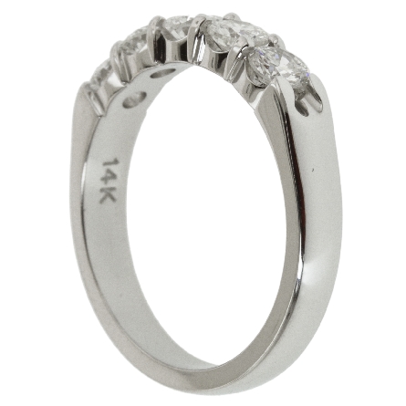 14K White Gold Shared Prongs Tapered Band w/5Diams=1.01tw SI H-I Size 6.5 #ARPSOP