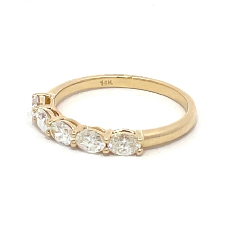 14K Yellow Gold Oval Shared Prong Band w/5Oval Diams=.75ctw VS H-I Size6.5 #RP23-050YB