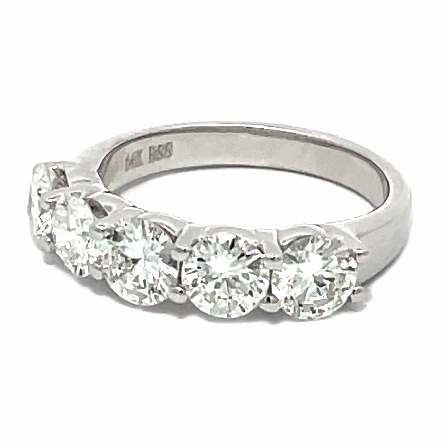 14K White Gold Shared Prong Band w/5 Diamonds=2.11ctw VS2-SI2 J Size6.5 #RSP3719B