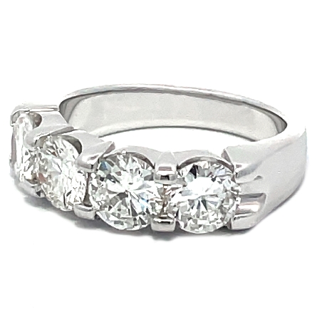 14K White Gold Shared Prongs Tapered Band w/4Diams=2.40ctw VVS-SI2 H-I Size 6.5 #ARPSOP