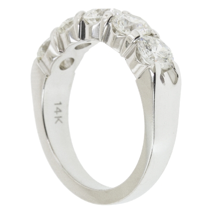 14K White Gold Shared Prongs Tapered Band w/5Diams=2.26ctw VS-SI H-I Size 6.5 #ARPSOP