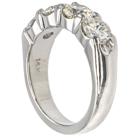 14K White Gold Shared Prongs Tapered Band w/4Diams=2.31ctw VVS2-VS-SI1 H-I Size 6.75 #ARPSOP