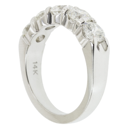 14K White Gold Shared Prongs Tapered Band w/5Diams=2.19ctw VS-SI G-H  Size 6.5 #ARPSOP