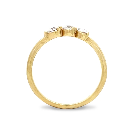 14K Yellow Gold East to West Band w/3 Heart Diams=.45ctw VS2 G-H Size6.5 #RP23-100YB-HS