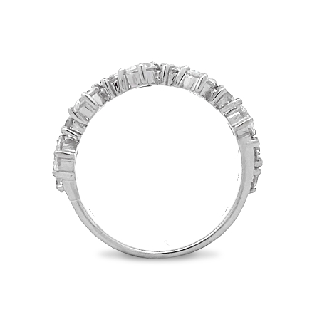 18K White Gold Alternating Cluster Wide Band w/Pear and Round Diams=2.69ctw VS-SI H-I Size6.5 #RT22-067