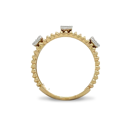 14K Yellow and White Gold Ridged 3Cluster Band w/Diams=.12ctw SI H-I Size6.5 #R-9662-K (N3755)