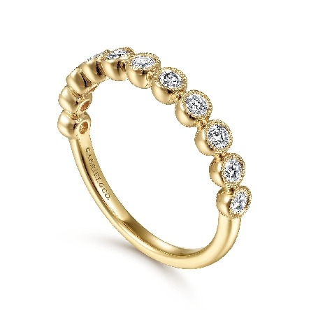 14K Yellow Gold Gabriel Milgrain Bezel Stackable Band w/Diams=.37ctw SI2 H-I Size6.5 #LR51932Y45JJ (S1954374)