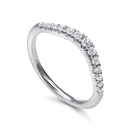 14K White Gold Gabriel French Pave Curved Wedding Band w/Diamonds=.24ctw SI G-H Size 6.5#AN10963W44JJ (S1121955)