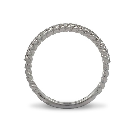 18K White Gold Braided Shared Prong Band w/18 Diams=.26ctw SI H-I Size6.5 #W11-154241