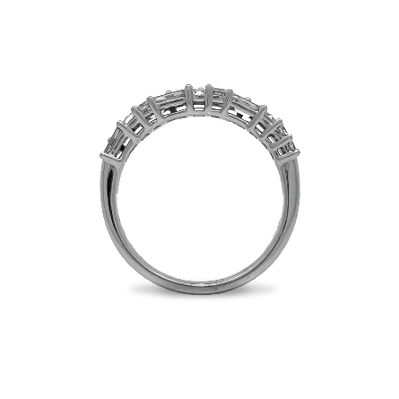 18K White Gold 2Row Up and Down Pattern Fashion Band w/9Baguette Diams=.83ctw and 8Round Diams=.24ctw VS G-H Size6.5 #R22-145086