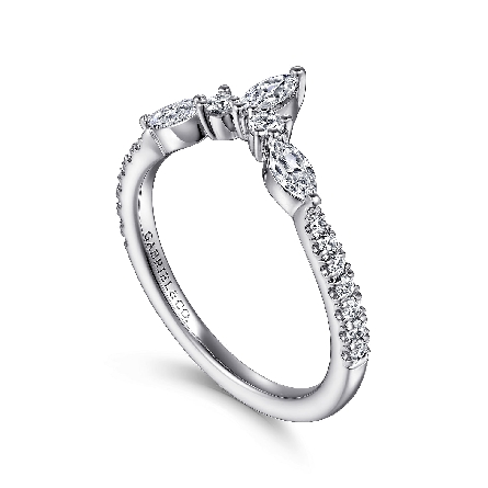 14K White Gold Curved Band w/Marquise and Round Diams=.47ctw VS2-SI2 G-H and Round Diams=.19ctw SI2 G-H Size 6.5 #AN15563W44JJ(S1886368)