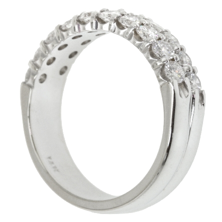 14K White Gold Offset Double Row Shared Prongs Band w/20Diams=1.50ctw VS-SI H-I Size 6.5 #A2RPSOB