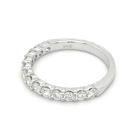 14K White Gold Shared Prong Wedding Band w/13Diams=.95ctw VS-SI H-I Size 6.5 #ARPSOB