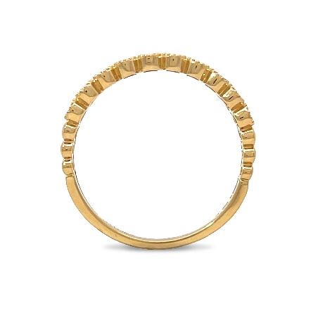 14K Yellow Gold 2Row Beaded and Milgrain Bezel Band w/Diams=.15ctw VS-SI G-H Size6.5 #PR2645D