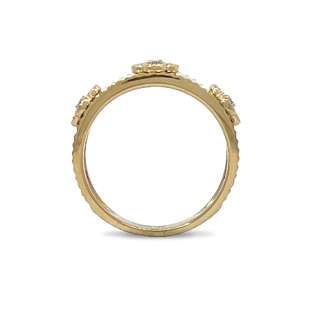 14K Yellow Gold Textured Wide Clover Station Band w/Diams=.31ctw VS-SI G-H Size6.5 #PR2853D