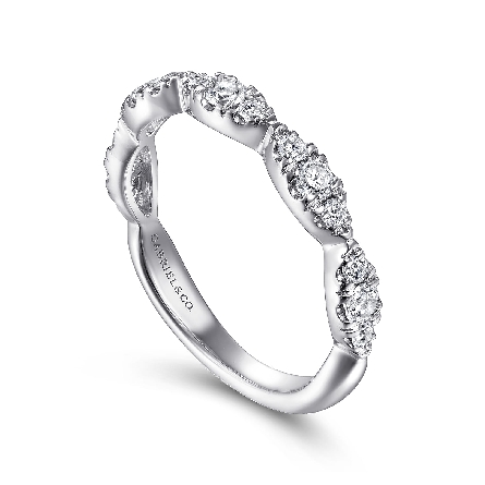 14K White Gold Gabriel Cluster Marquise Station Band w/Diams=.43ctw SI2 G-H Size6.5 #LR51936W45JJ (S2391042)