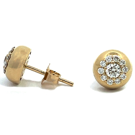 14K Yellow Gold Halo Round Button Earrings w/Diams=.36ctw SI G-H #EP23-244YB