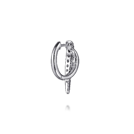 14K White Gold Spike Huggie Hoop Earrings w/Diams=.51ctw SI2 H-I #EG15361W45JJ (S1932077)
